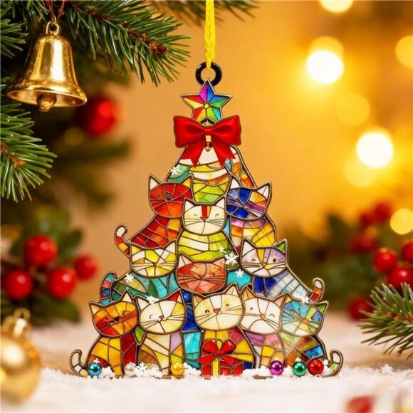 Cat Christmas Ornaments Gift for Cat Lovers & Home Decor Holiday Cat Decor (1pc) - Picture 2 of 7